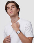 Daniel Wellington Classic Roman Numerals Date Dark Brown Croc Belly Gold