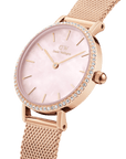 Daniel Wellington Petite 28 Bezel Mesh Pink Mother of Pearl Rose Gold Watch