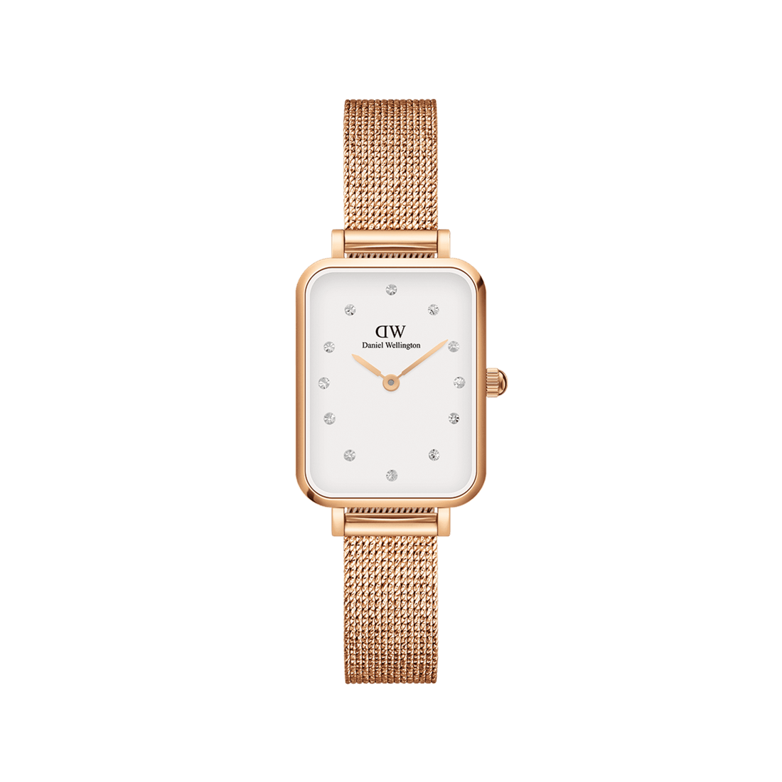 Daniel Wellington Quadro 20X26 Pressed Melrose Lumine Rose Gold & White Watch