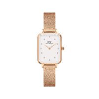 Daniel Wellington Quadro 20X26 Pressed Melrose Lumine Rose Gold & White Watch