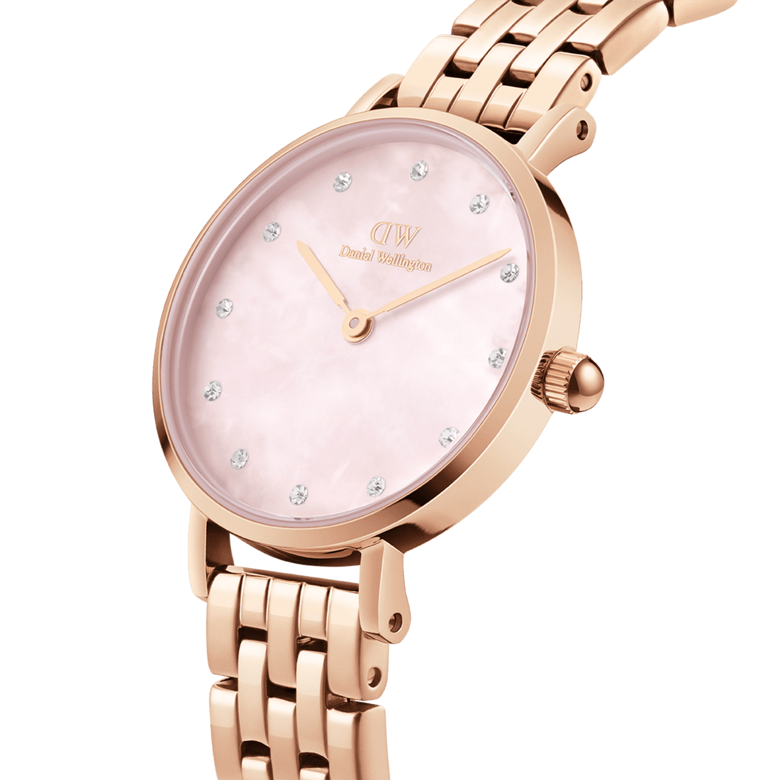 Daniel Wellington Petite Lumine 28 5-Link Rose Gold & Mother of Pearl Pink Watch