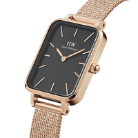 Daniel Wellington Quadro 20X26 Pressed Melrose Rose Gold & Black Watch