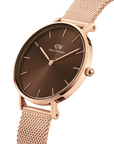 Daniel Wellington Petite Amber 28 Rose Gold & Brown Watch