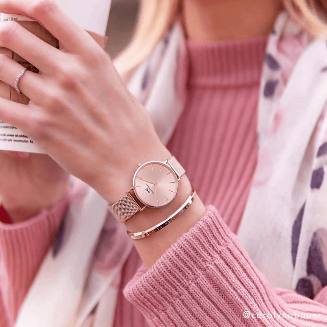 Daniel Wellington Petite 32 Melrose Rose Gold & Light Pink Watch