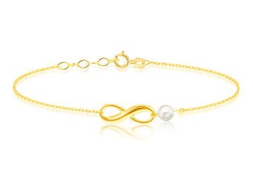 9CT INFINITY PEARL BRACELET