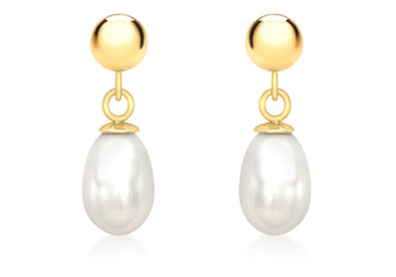 9CT PETA PEARL DROP EARRINGS