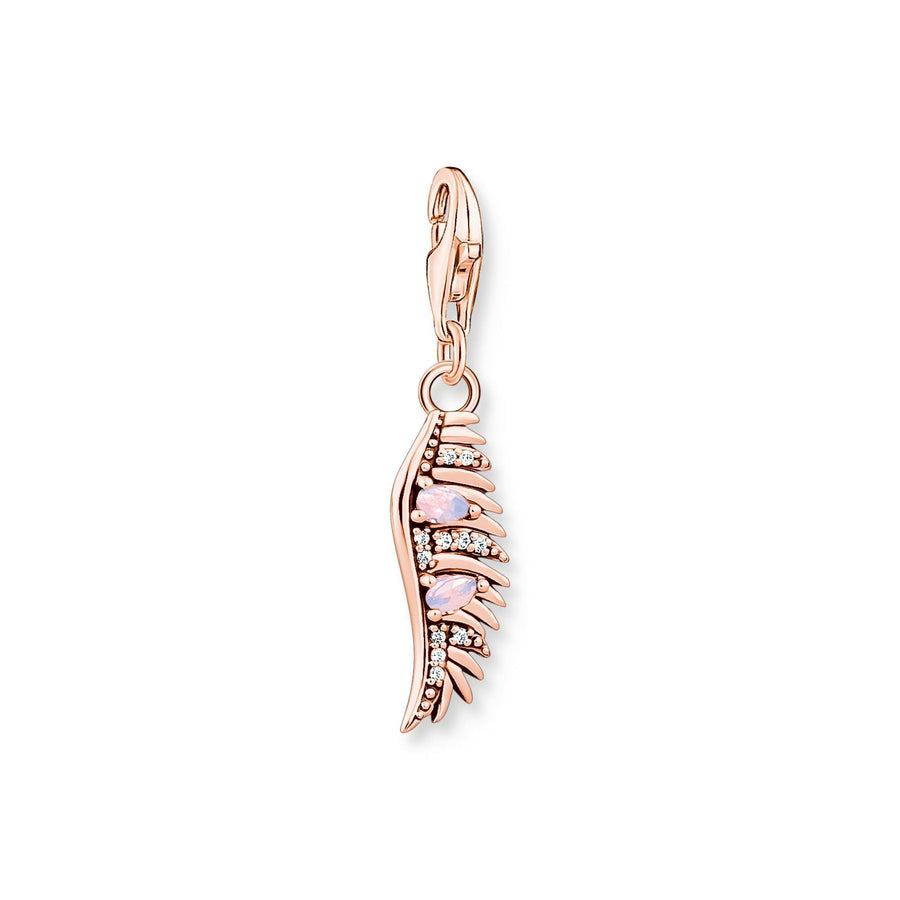 THOMAS SABO Charm pendant phoenix feather with pink stones rose gold