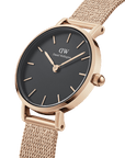 Daniel Wellington Petite 24 Pressed Melrose Rose Gold & Black Watch