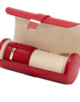 Wolf Palermo Double Watch Roll with Jewellery Pouch Red