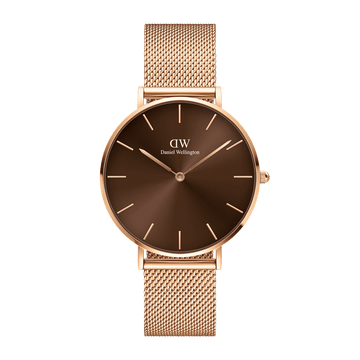 Daniel Wellington Petite Amber 28 Rose Gold & Brown Watch