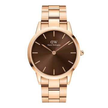 Daniel Wellington Iconic Link Amber 40 Rose Gold & Brown Watch