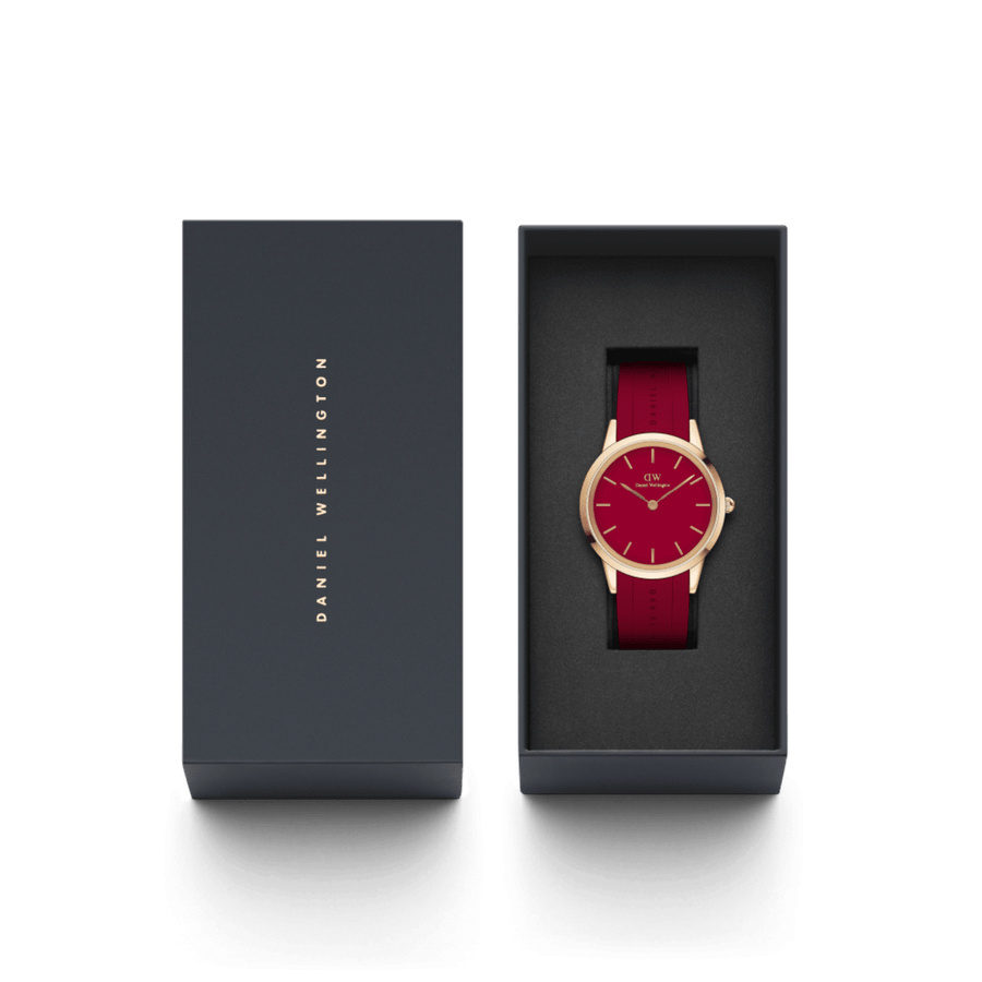 Daniel Wellington Iconic Motion Ruby 40 Rose Gold Red Watch