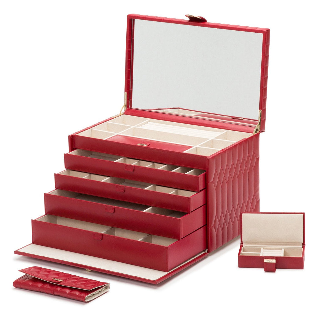 Wolf Caroline Extra Large Jewellery Case Red