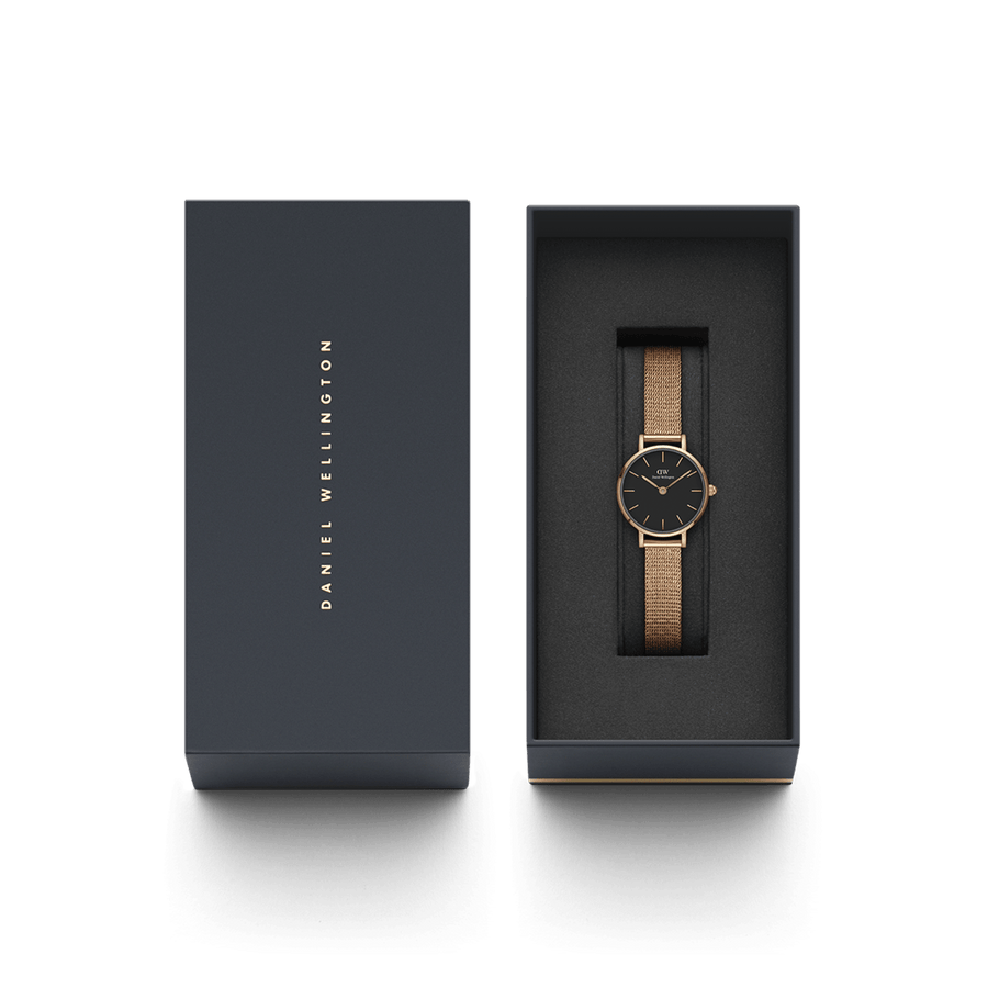 Daniel Wellington Petite 24 Pressed Melrose Rose Gold & Black Watch