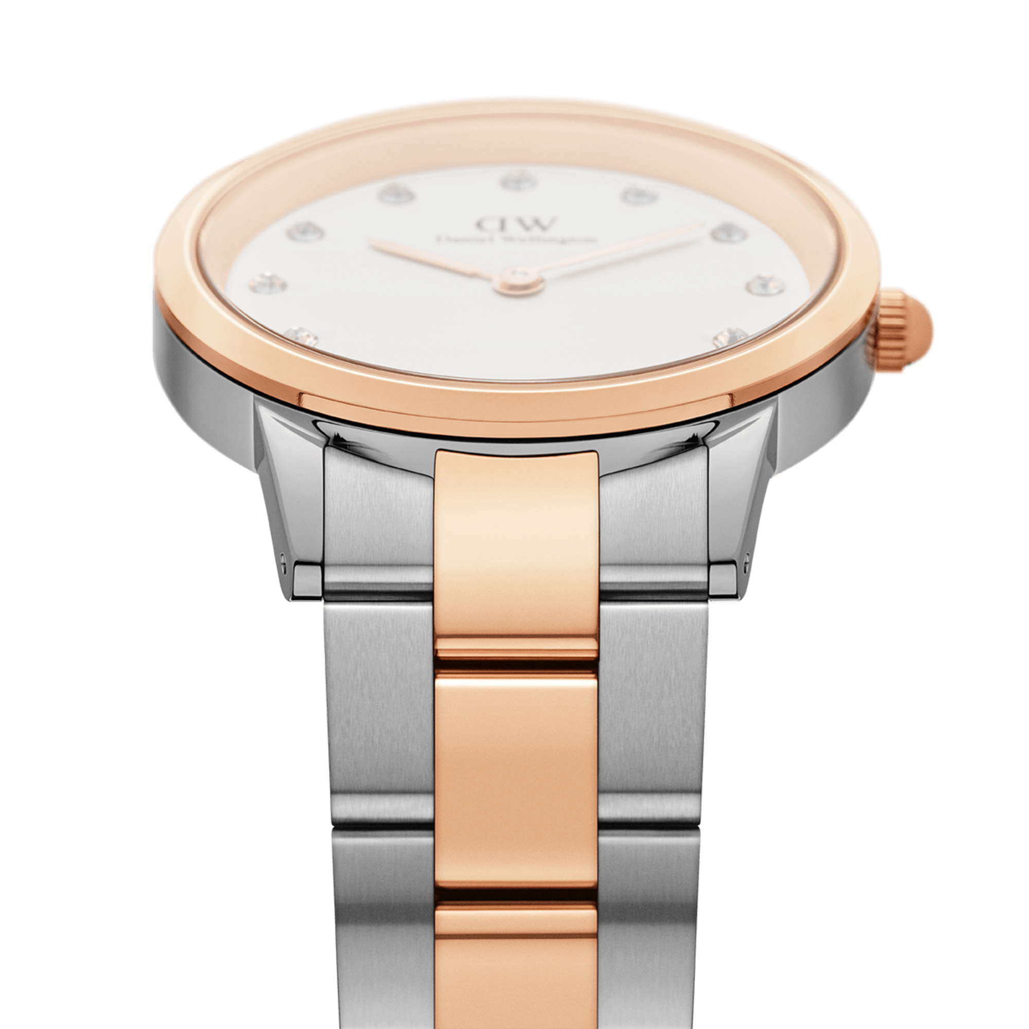 Daniel Wellington Iconic Link Lumine 32 Rose Gold &amp; Silver White Watch