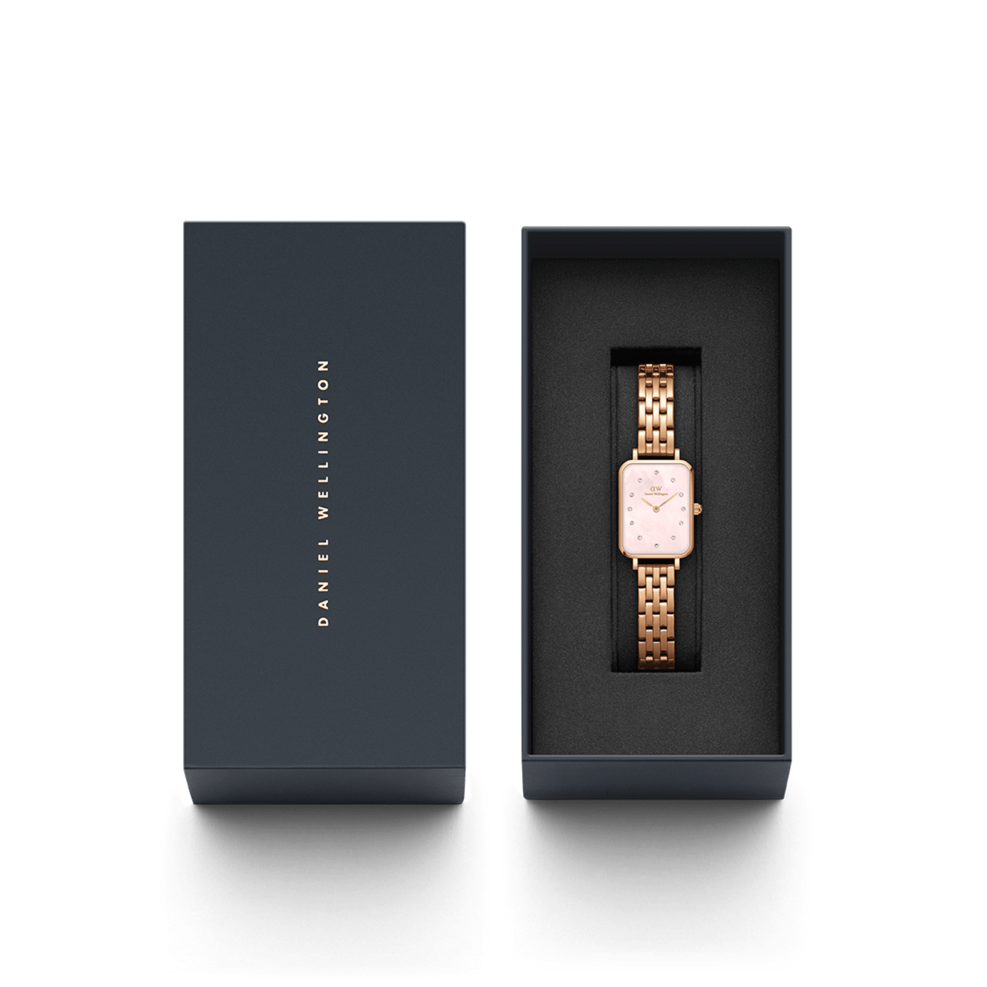 Daniel Wellington Quadro Lumine 20x26 5-Link Rose Gold &amp; Mother of Pearl Pink Watch