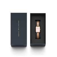 Daniel Wellington Quadro Lumine 20x26 5-Link Rose Gold & Mother of Pearl Pink Watch