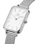 Daniel Wellington Quadro 20X26 Pressed Sterling Silver & White Watch