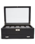 Wolf Viceroy 10 Pc Watch Box W/ Drawer Black