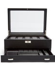 Wolf Viceroy 10 Pc Watch Box W/ Drawer Black