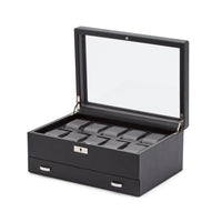 Wolf Viceroy 10 Pc Watch Box W/ Drawer Black