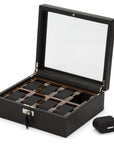 Wolf Roadster 8 Pc Watch Box Black