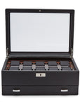 Wolf Roadster 10P Watch Box W/ Drawer Black