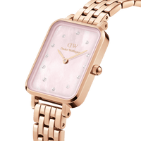 Daniel Wellington Quadro Lumine 20x26 5-Link Rose Gold & Mother of Pearl Pink Watch