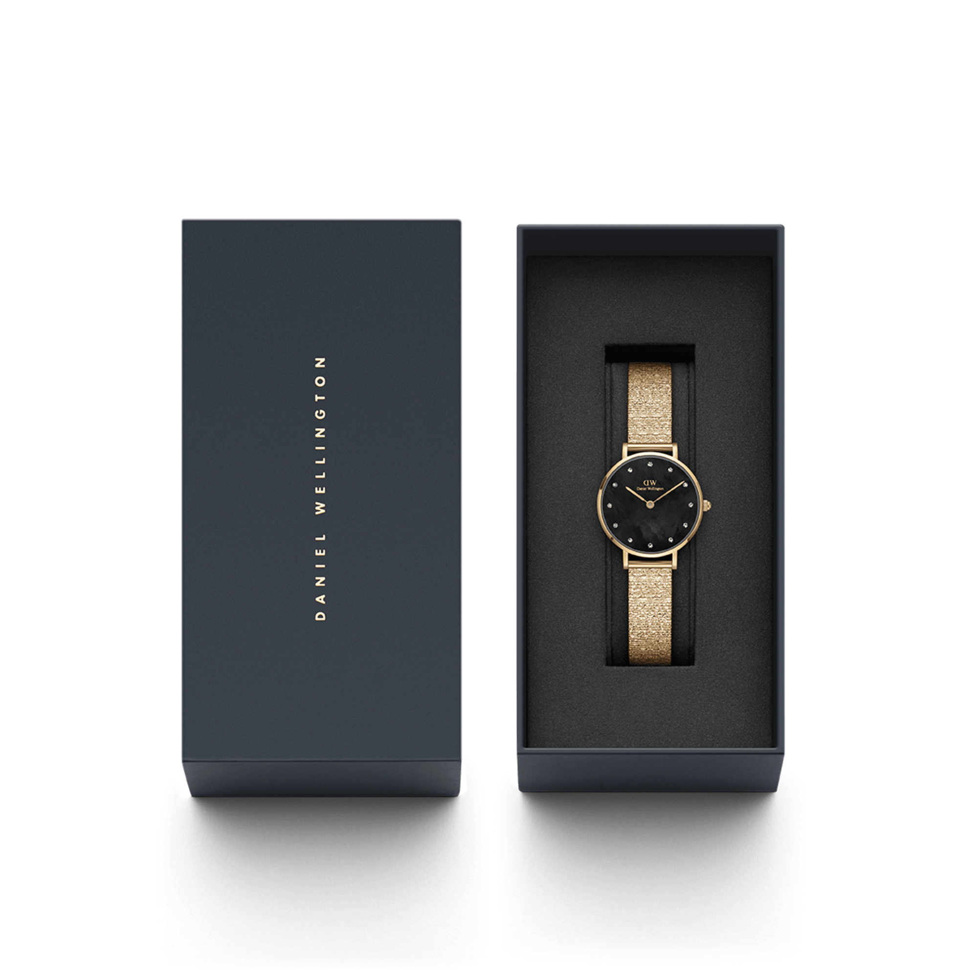 Daniel Wellington Petite 28 Lumine Gold Mother of Pearl Black Watch