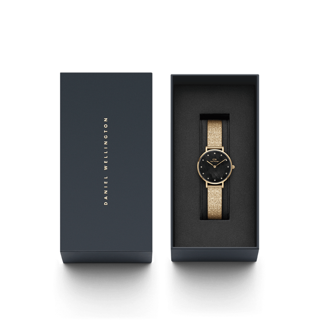 Daniel Wellington Petite 28 Lumine Gold Mother of Pearl Black Watch