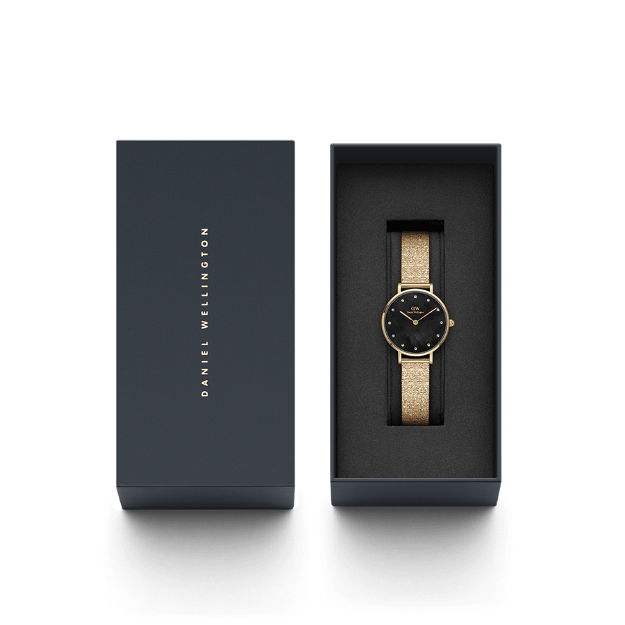 Daniel Wellington Petite 28 Lumine Gold Mother of Pearl Black Watch