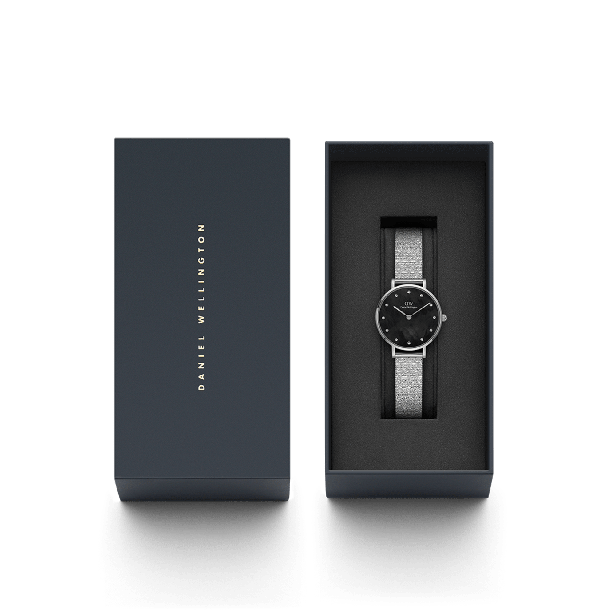 Daniel Wellington Petite 28 Lumine Silver Mother of Pearl Black Watch