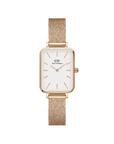 Daniel Wellington Quadro 20X26 Pressed Melrose Rose Gold & White Watch