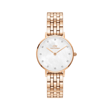 Daniel Wellington Petite Lumine 28 5-Link Rose Gold & Mother of Pearl White Watch