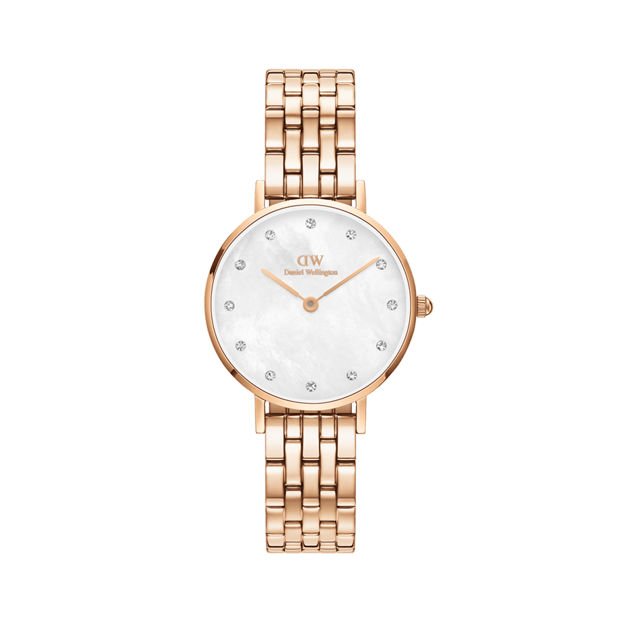 Daniel Wellington Petite Lumine 28 5-Link Rose Gold & Mother of Pearl White Watch