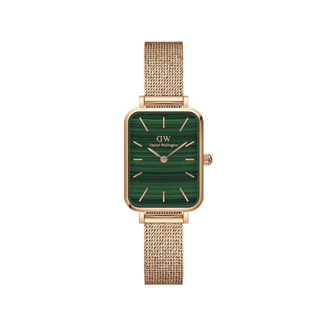 Daniel Wellington Quadro 20X26 Pressed Melrose Rose Gold & Green Watch