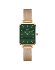 Daniel Wellington Quadro 20X26 Pressed Melrose Rose Gold & Green Watch