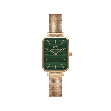 Daniel Wellington Quadro 20X26 Pressed Melrose Rose Gold & Green Watch