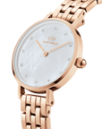 Daniel Wellington Petite Lumine 28 5-Link Rose Gold & Mother of Pearl White Watch