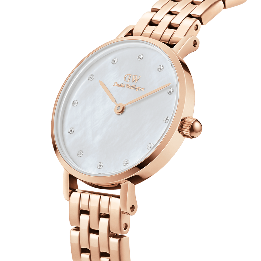 Daniel Wellington Petite Lumine 28 5-Link Rose Gold & Mother of Pearl White Watch