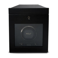 Wolf British Racing Single Watch Winder with Storage Black