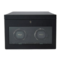 Wolf British Racing Double Watch Winder with Storage Black