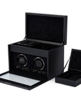 Wolf British Racing Double Watch Winder with Storage Black