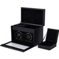 Wolf British Racing Double Watch Winder with Storage Black