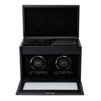 Wolf British Racing Double Watch Winder with Storage Black