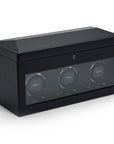 Wolf British Racing Triple Watch Winder with Storage Black