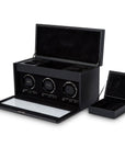 Wolf British Racing Triple Watch Winder with Storage Black