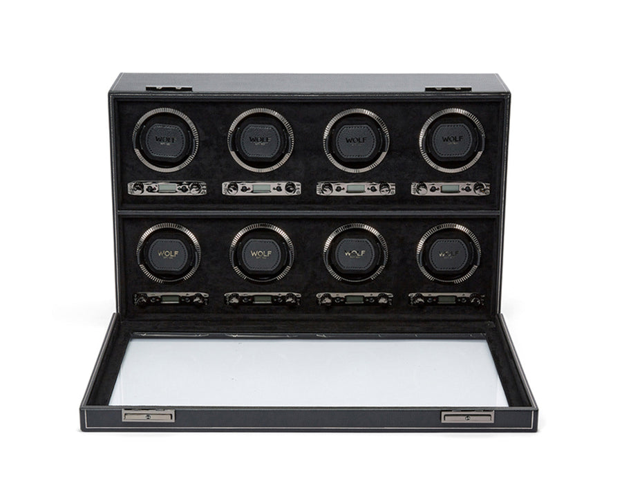 Wolf British Racing 8 Piece Watch Winder Black