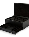 Wolf British Racing 10 Piece Watch Box with Drawer Black