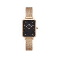 Daniel Wellington Quadro 20X26 Pressed Melrose Rose Gold & Black Watch